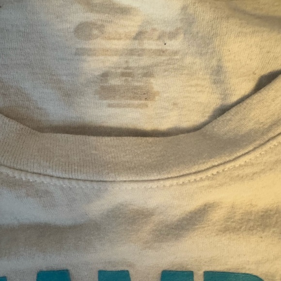 Champion White Tee with Blue, Purple, and Orange Design - Picture 3 of 3